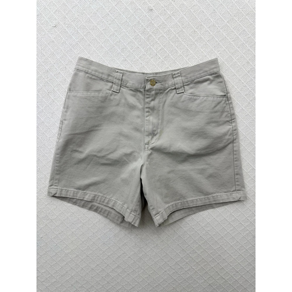 Wrangler Riata Khaki Grey Chino Mom Shorts Vntg High Rise 100% Cotton Womens 12